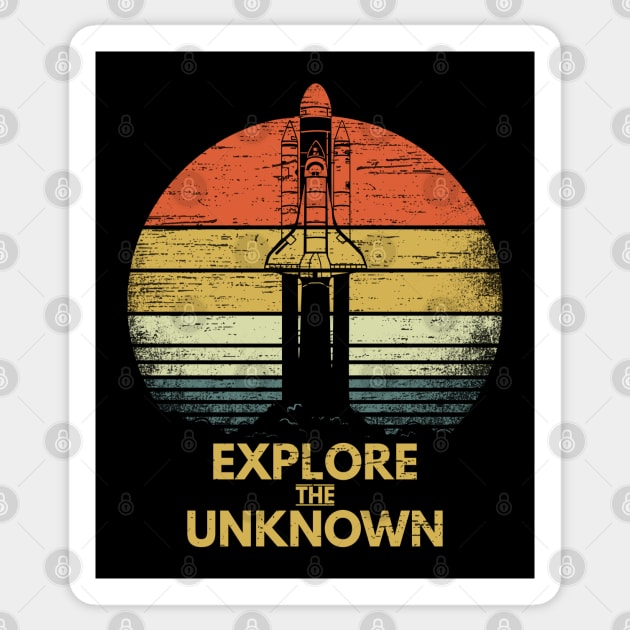 Explore The Unknown Rocket Space Science Curiosity Gift Sticker by RK Design